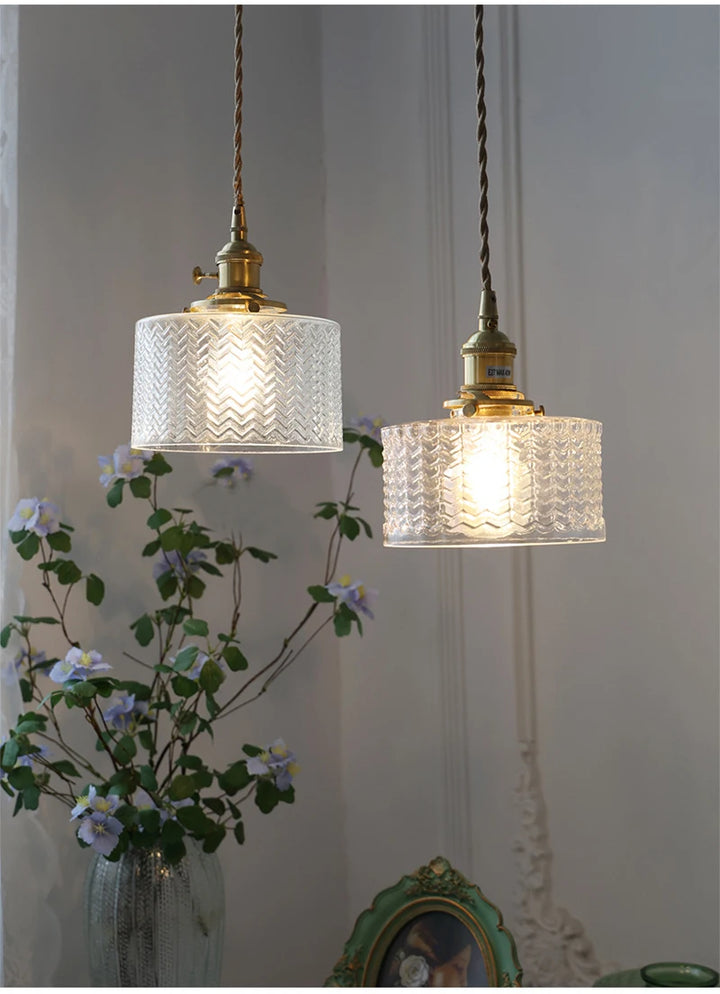 Suspension Green Stripe Glass Chandelier E27 Restaurant Pendant Light For Dining Room Kitchen Cafe Bedside Hanging Lamp Fixtures