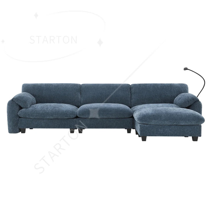 Sectional Sofa Couch with Ottoman Wholesale L-Shape with Extra-Wide Seat Cushion USB Type-C Charger Phone Holder Modular