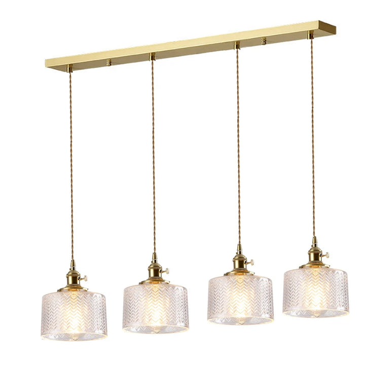 Suspension Green Stripe Glass Chandelier E27 Restaurant Pendant Light For Dining Room Kitchen Cafe Bedside Hanging Lamp Fixtures