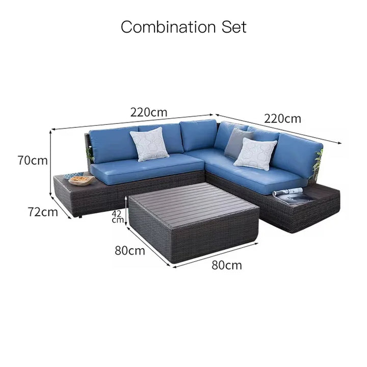 Modern Outdoor Rattan Lounge Set, Weatherproof PE Wicker Sofa & Coffee Table for Sales Office Display, Courtyard Garden