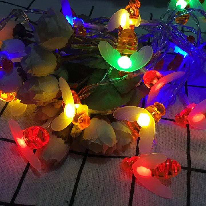 Solar Bee LED String Lights Outdoor Holiday Party Lighting Night Lamp for Garden