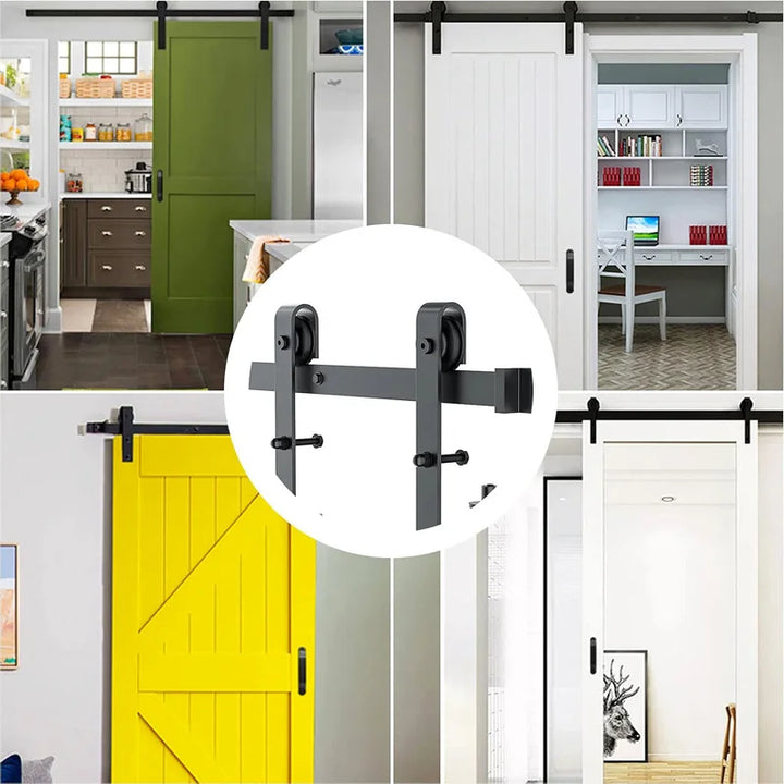 Barn door hanging rail complete set of hardware accessories guide rail for home sliding door slide rail hanging wheel