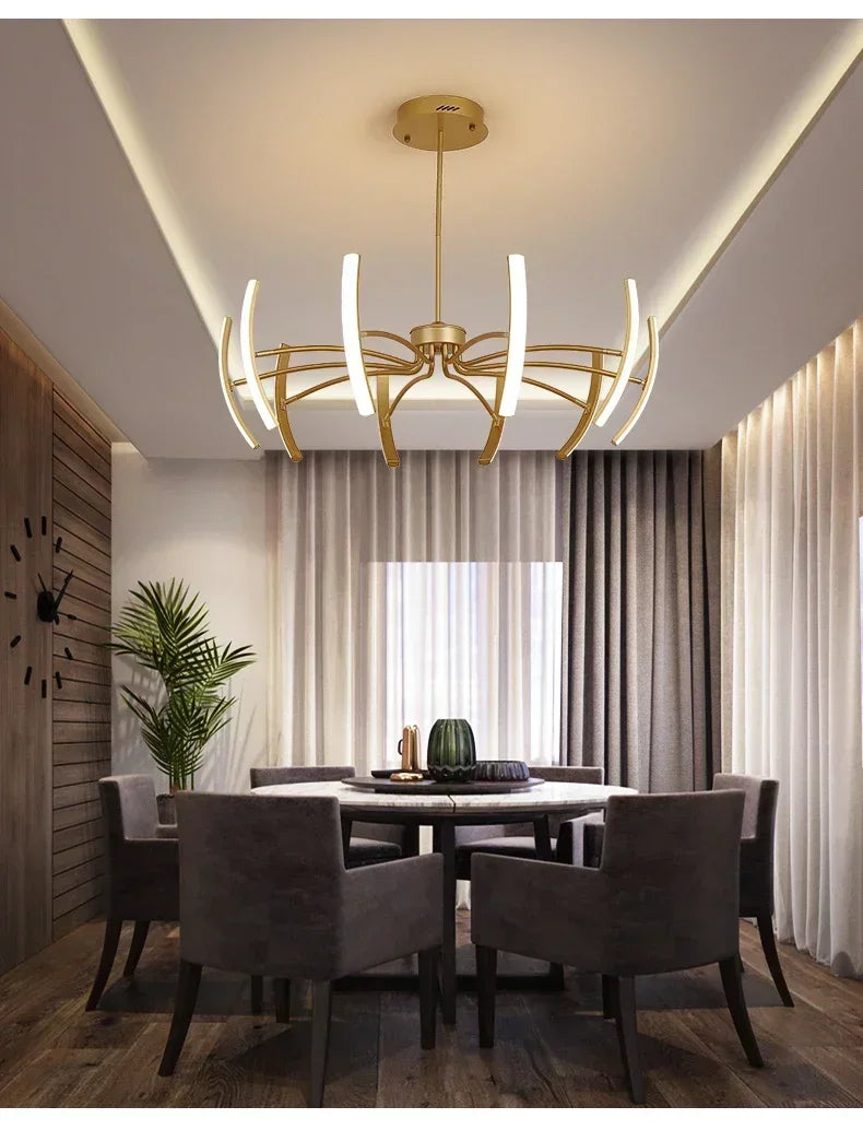 Modern Black Gold Dimming Pendant Light Nordic Creative LED Ceiling Chandeliers For Living Room Home Decor Light Fixtures
