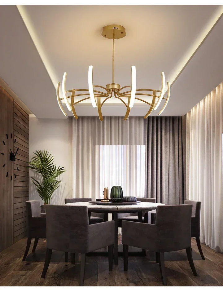 Modern Black Gold Dimming Pendant Light Nordic Creative LED Ceiling Chandeliers For Living Room Home Decor Light Fixtures