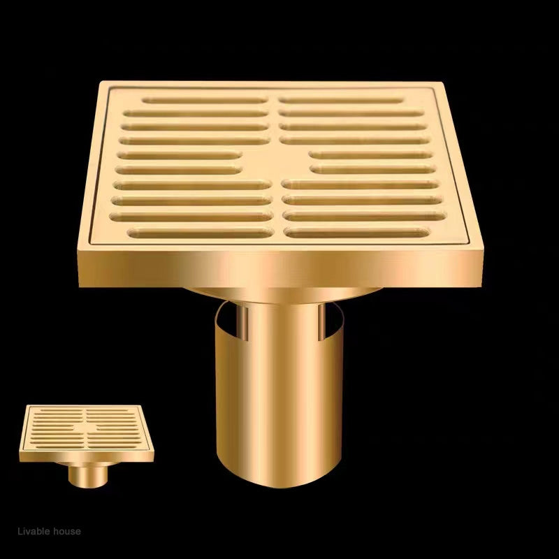10*10cm Golden Floor Drain  Brass Prevention Odor Thickening Drain Shower Bathroom Drainage Balcony Washing Machine Floor Drain