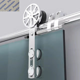 Side Hung SUS304 Barn Glass Door Hardware Kit Track Hanger Guide Derailment Safety Stopper