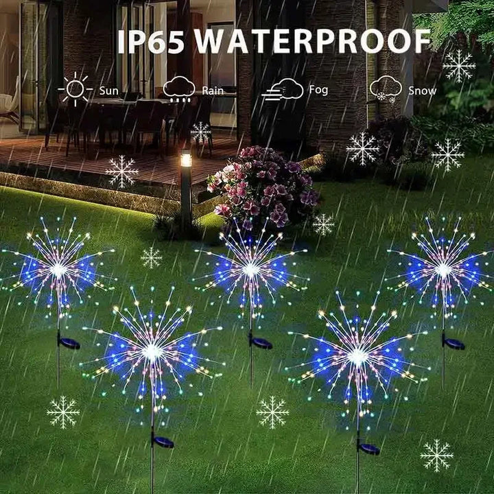 LED Solar Power Firework Lights Garden Decoration Fairy Lights Waterproof Outdoor Dandelion Lawn Lamp for Patio Garden Decor