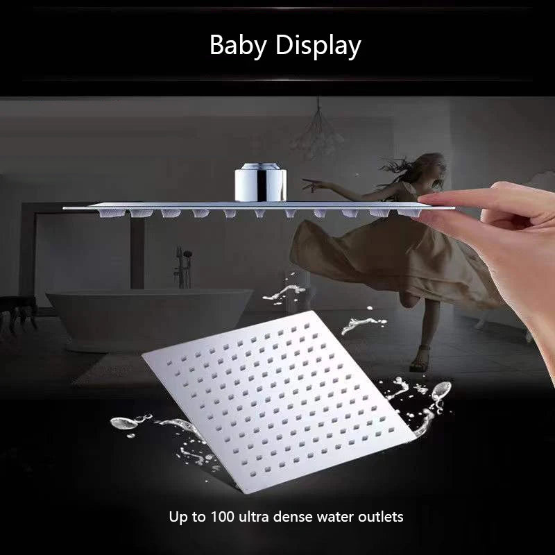 4/6/8/10/12 Inch Pressurized Rain Shower Head Stainless Steel Square Round Rain Shower Head Large Water Outlet Shower Head