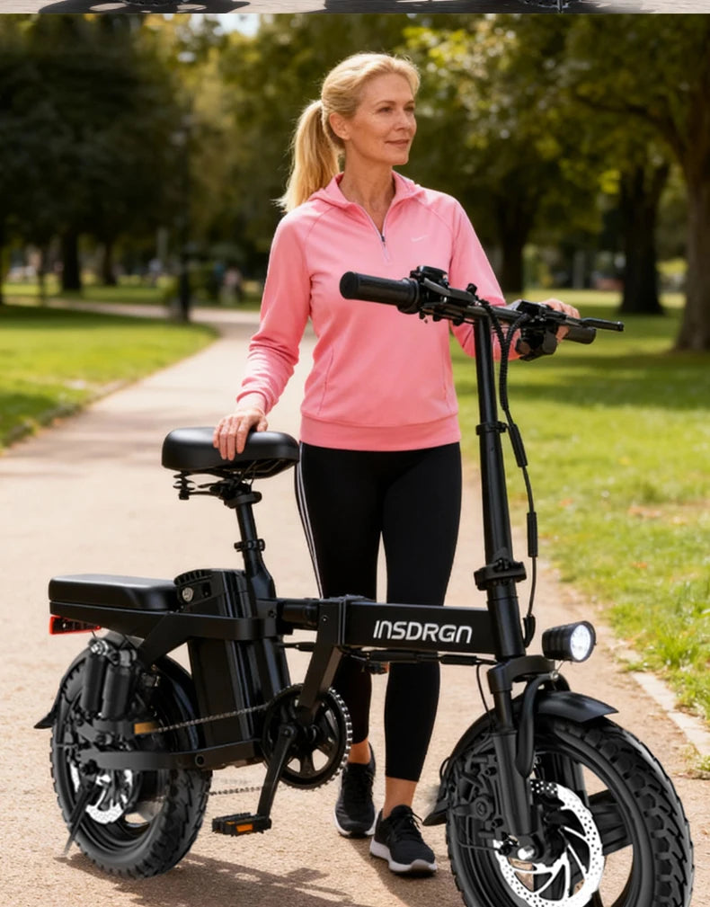 DEEPOWER A14 500W multi-link shock absorption system small electric bicycle, suitable for urban travel and outdoor activities