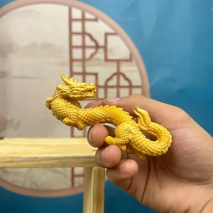 Natural Wood Shenlong  Statue  Chinese Auspicious Beast，Solid wood Carving