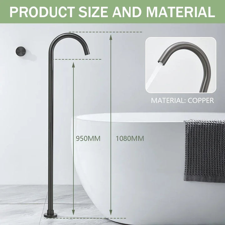 Floor Standing Bathtub Faucet Brass Body Hot Cold Mixer with Handle Rose Gold Independent Faucet Chrome Grey Black