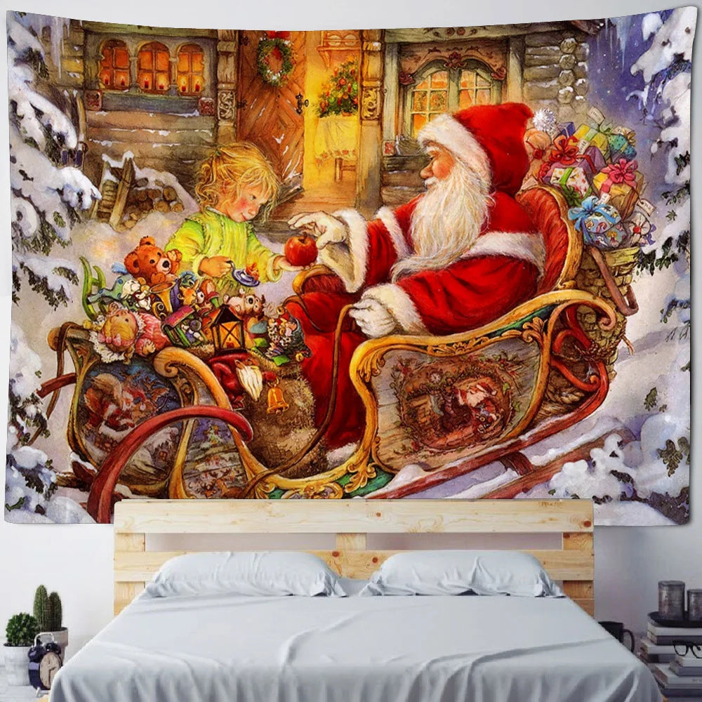 Christmas decoration tapestry, wall hanging, reindeer, Bohemian style, hanging on the wall, room decoration