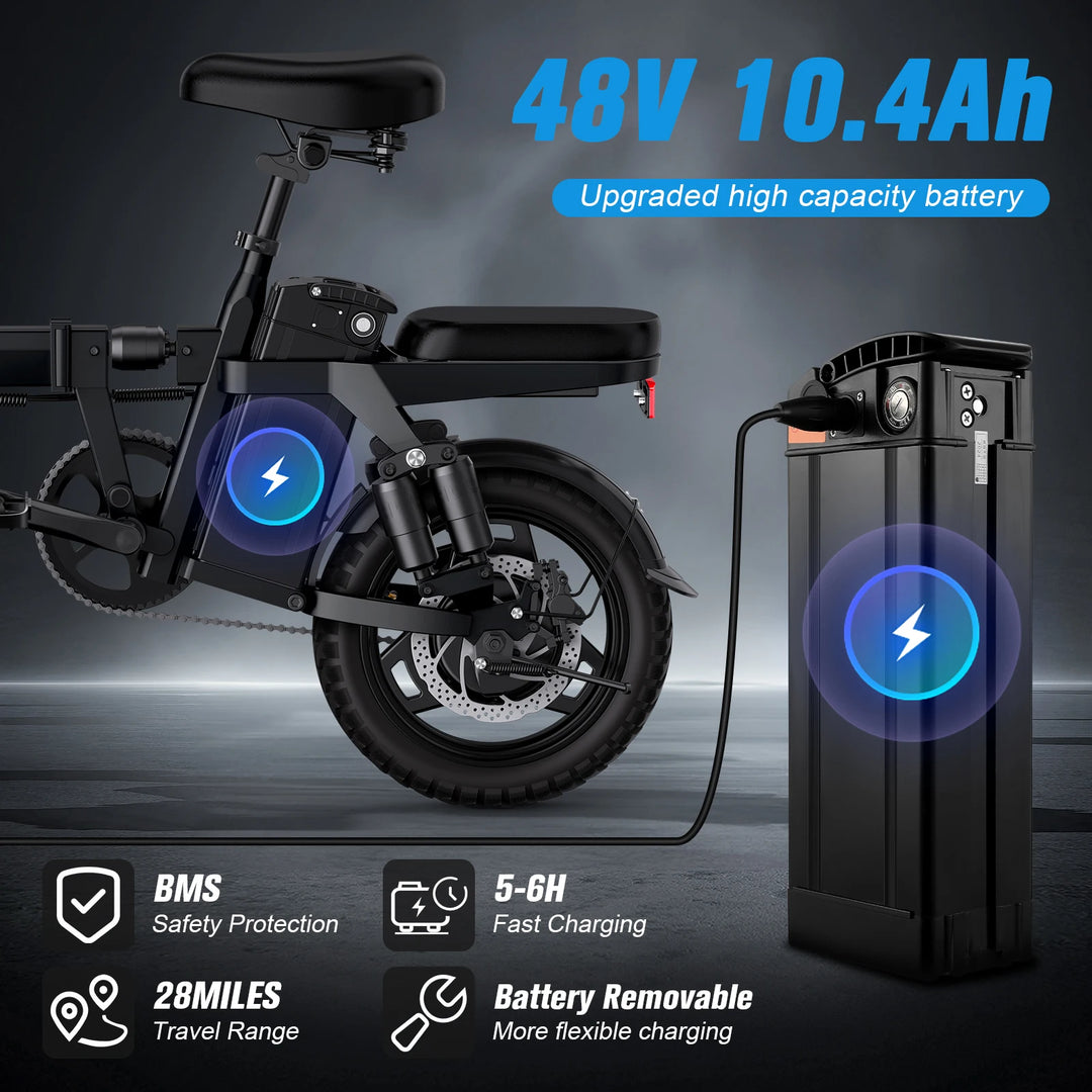 DEEPOWER A14 500W multi-link shock absorption system small electric bicycle, suitable for urban travel and outdoor activities