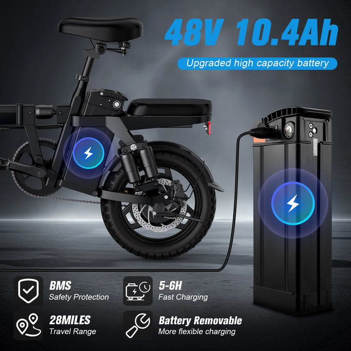 DEEPOWER A14 500W multi-link shock absorption system small electric bicycle, suitable for urban travel and outdoor activities