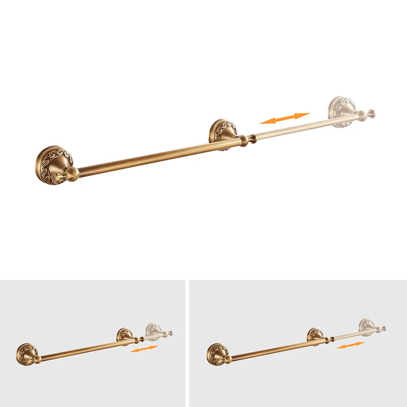 Antique Bronze Bathroom Hardware Set Adjustable Towel Rack Toilet Paper Holder Robe Hook EL2001A