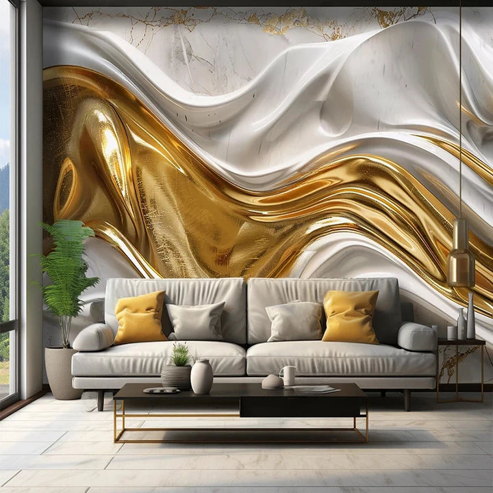 Custom Creative Abstract Black Gold Silky Lines Wallpaper Living Room Bedroom Study Creative Art Mural Background Wall 3D Decor