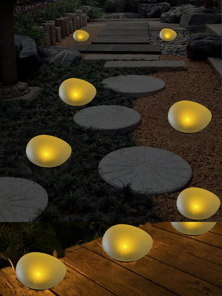 Solar LED Light Outdoor Glow Cobblestone Lamp Luminous Stone  Lighting Pebble RGB Garden Light Pathway Garden Decor