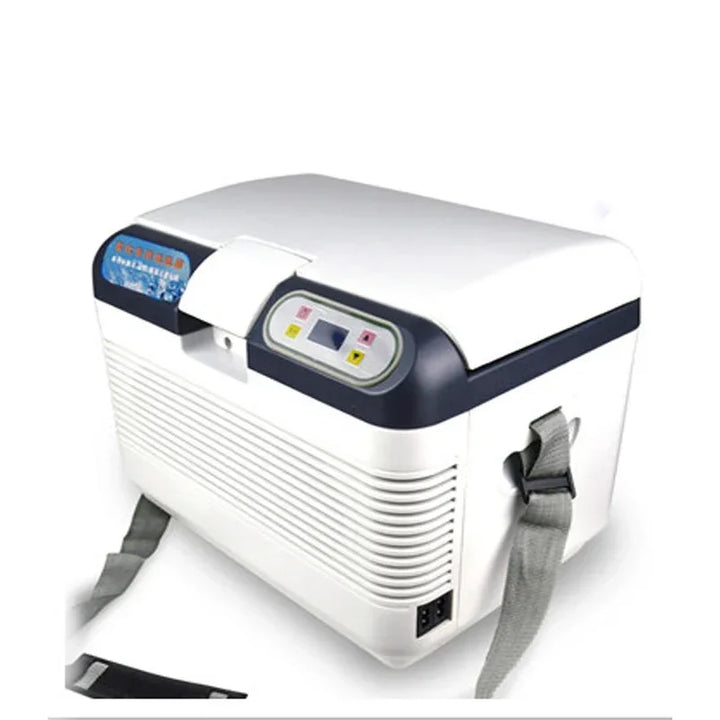 Dual Charging Portable Car Refrigerator, 12V Car 220V Home Mini Fridge with Carry Strap