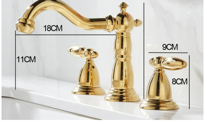 3 PCS Bathroom Faucets Dual Holder Three Hole Widespread Bathroom Sink Basin Faucets Deck Mounted Mixer Tap