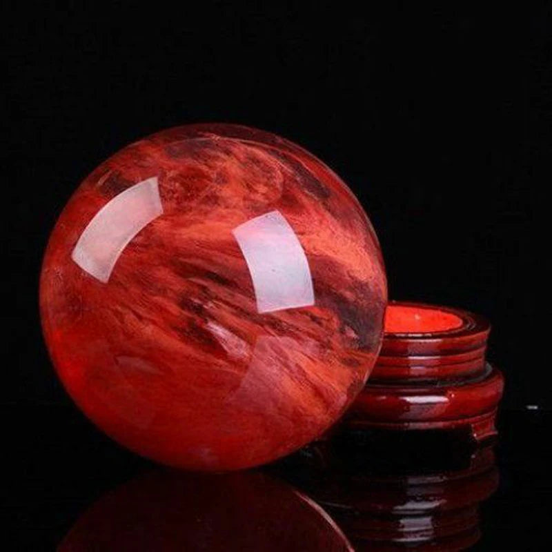 10CM Natural Rare Red Smelting Stone Energy Saving Quartz Crystal Ball Home Office Decoration Natural Cutting Polished Wand 1PC