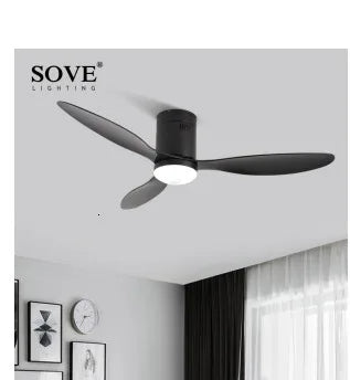 SOVE Low Floor Modern Ceiling Fans Without Light DC 30W Ceiling Fan With Remote Control Home Simple Ceiling Fan No Lights 220V