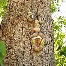 Outdoor Tree Face Statues Old Man Tree Hugger Bark Ghost Face  Funny Yard Art Tree Decor Outdoor Garden
