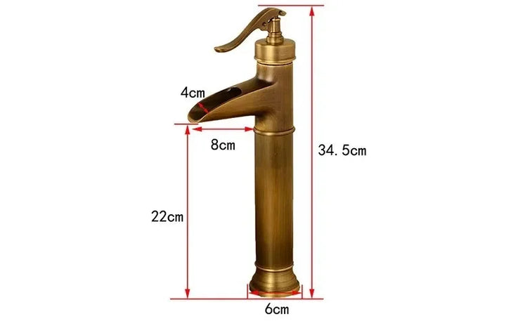 Copper antique brass washbasin hot and cold faucet European retro washbasin waterfall faucet single handle