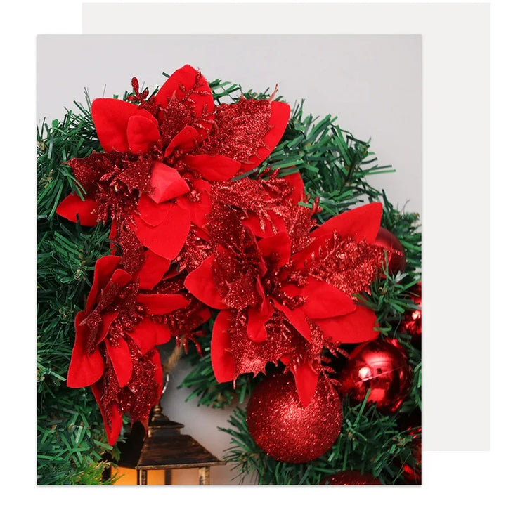 Christmas Wreath for Front Door Red Gold Window Wall Door Decorations 2024 Christmas Garland Ornament Guirnalda Navidad