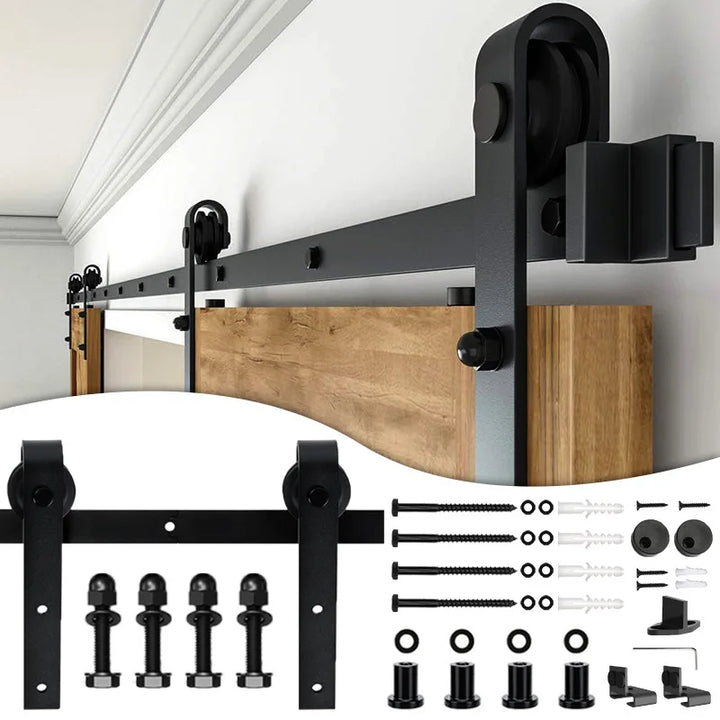 Barn door hanging rail complete set of hardware accessories guide rail for home sliding door slide rail hanging wheel