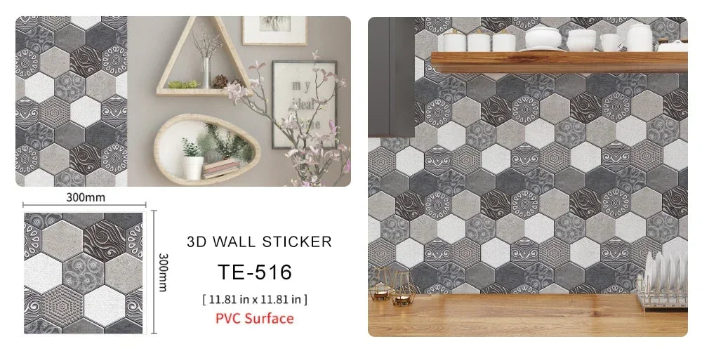 10/20PCS Imitation Brick Tile cobblestone Wall Stickers Water and Oil Proof for Kitchen Restaurant Tea room Relaxation area etc.