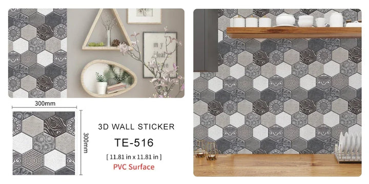 10/20PCS Imitation Brick Tile cobblestone Wall Stickers Water and Oil Proof for Kitchen Restaurant Tea room Relaxation area etc.