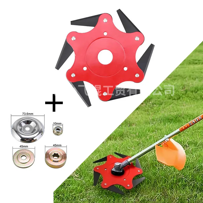 6-Blade Lawn Mower Cutter Head - Universal Multi-Purpose Brush Cutter Attachment for Grass & Weeds (Fits Most Trimmers)