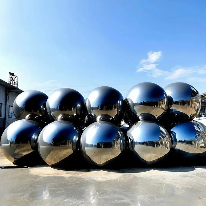 Inflatable Mirror Ball Set - Giant Sealed Shiny Reusable Balls for Wedding, Outdoor Pool Party & Nightclub Decor
