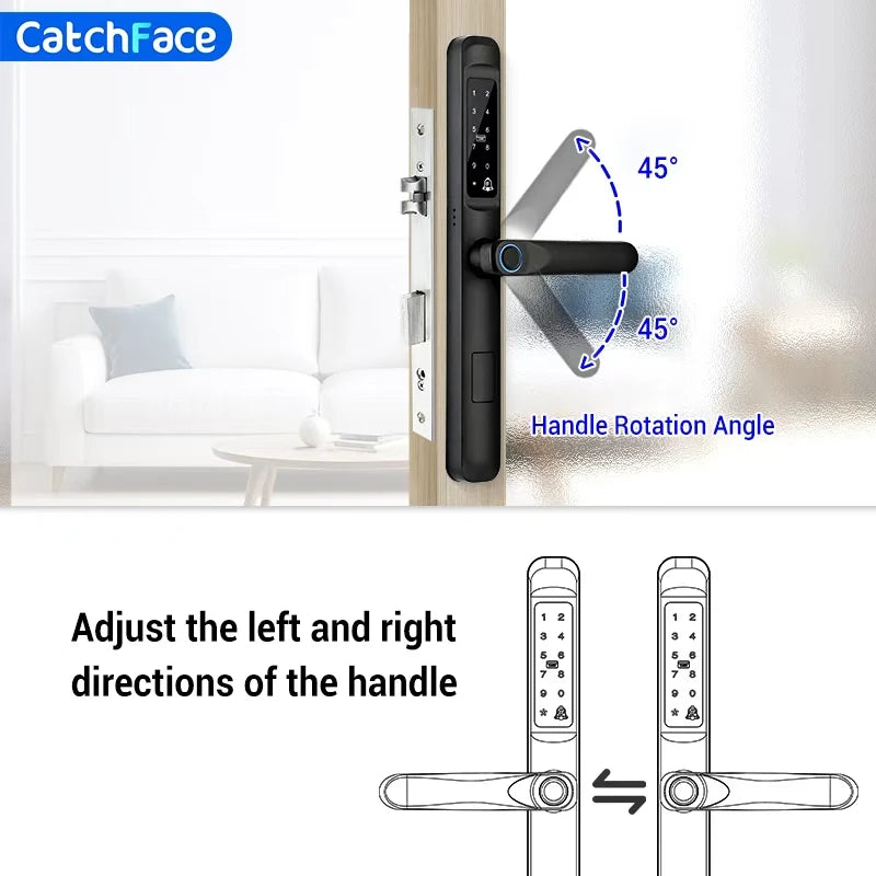 85/92mm Waterproof High-End Outdoor Fingerprint TUYA WIFI APP RFID Card Code Keyless Smart Electronic Door Lock Aluminum Home