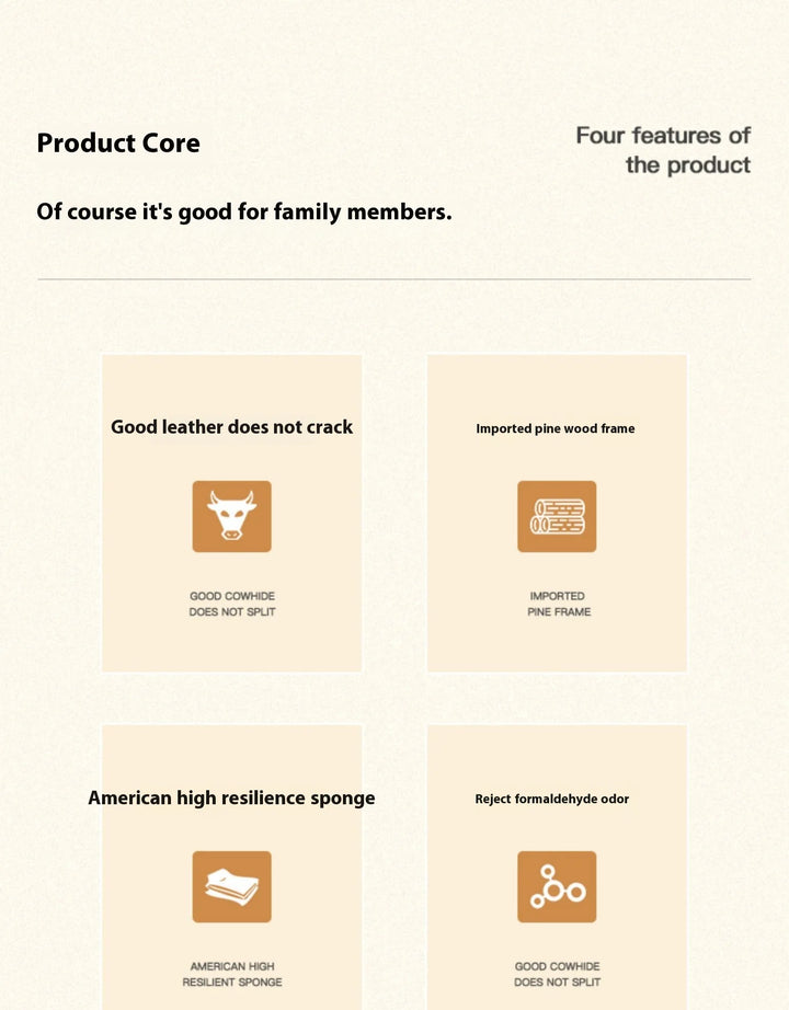 Stylish Italian Genuine Leather Sofa for Living Room with Cup Holder, USB, Adjustable Headrests & Bluetooth Speaker - Lazy Sofa