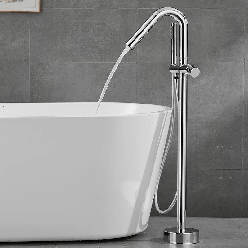 KEMAIDI Floor Mounted Tub Filler Faucets Freestanding Bathtub Faucet Tub Bath Stand Alone Tub Shower Faucets w/ Handheld Sprayer