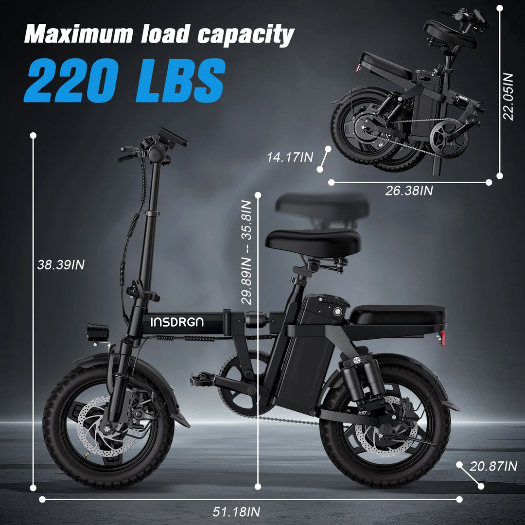 DEEPOWER A14 500W multi-link shock absorption system small electric bicycle, suitable for urban travel and outdoor activities