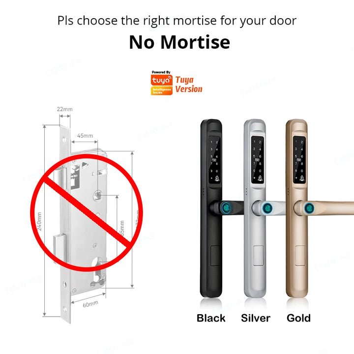 85/92mm Waterproof High-End Outdoor Fingerprint TUYA WIFI APP RFID Card Code Keyless Smart Electronic Door Lock Aluminum Home