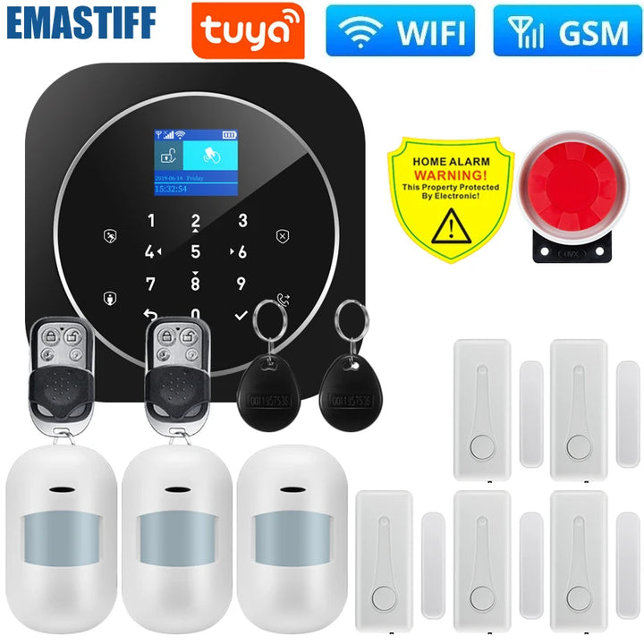 NEW Tuya WIFI W9B Alarm System for Home Burglar Security 433MHz WiFi GSM Alarm Wireless Tuya Smart House App Control