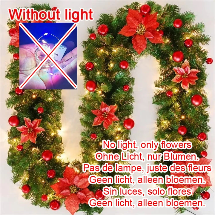 270cm Christmas LED Rattan Garland Decorative For Staircase Fireplace Christmas Decoration Xmas Tree Rattan Banner Home Pendant