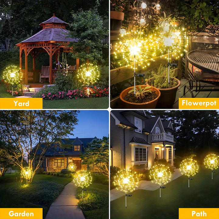 Solar Garden Lights Solar Firework Lights 90 LEDs Outdoor Waterproof for Garden Patio Walkway Pathway