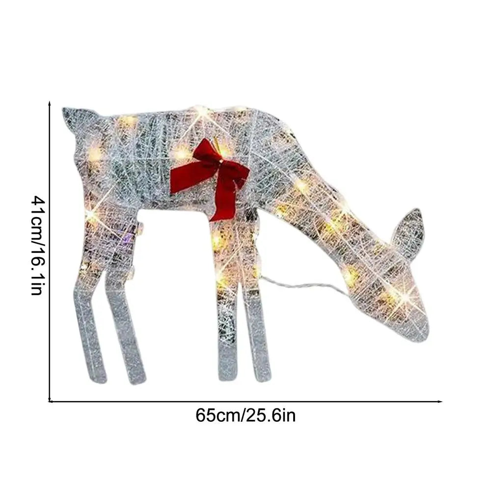 LED Light Iron Art Elk Deer Lighted Christmas Deer Glowing Glitter Reindeer Christmas Garden Decor Xmas Home Outdoor Yard Decor