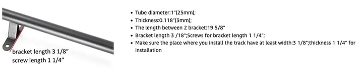 12FT(366cm) Sliding Library  Hardware Kit No Ladder，Black Rustic Round Tube Rolling Ladder Track,Floor Roller with Brake,Indoor