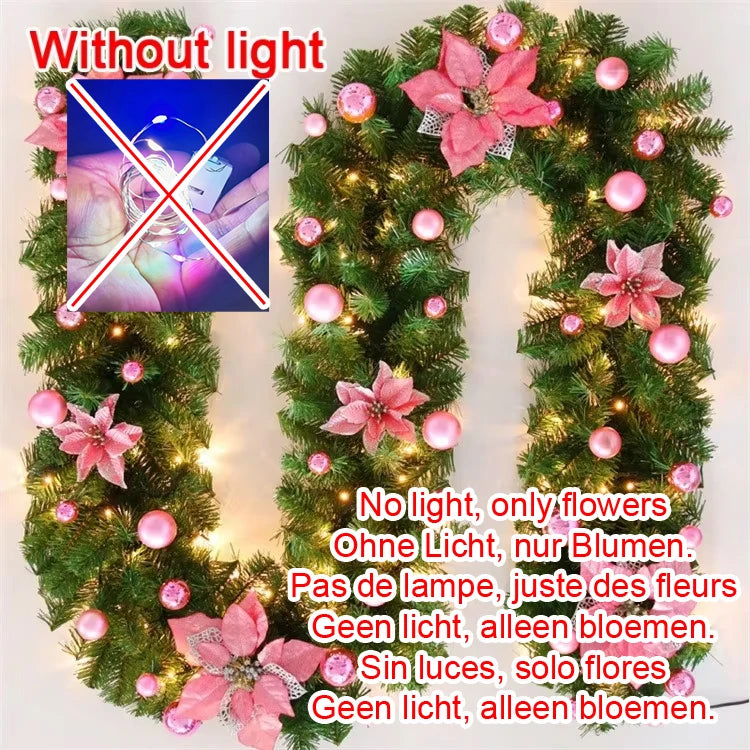 270cm Christmas LED Rattan Garland Decorative For Staircase Fireplace Christmas Decoration Xmas Tree Rattan Banner Home Pendant