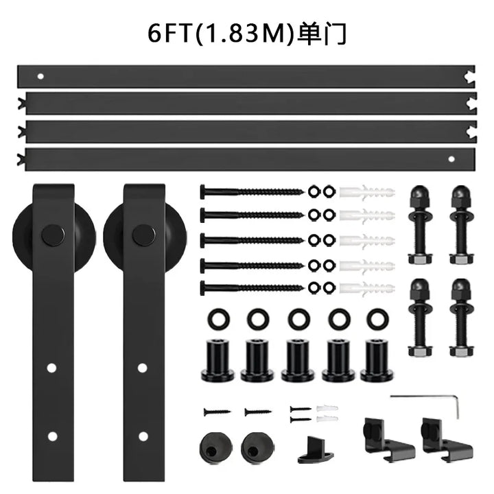 Barn door hanging rail complete set of hardware accessories guide rail for home sliding door slide rail hanging wheel