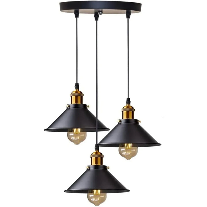 JOYINLED Industrial Chandelier Vintage Retro Black Pendant Light Shade Loft Iron Umbrella Kitchen Bar Hanging Ceiling Light