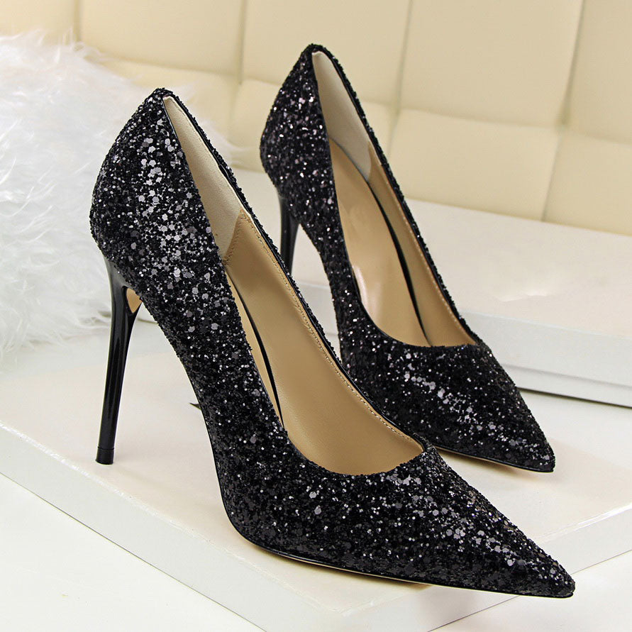 Women 7cm 9.5cm High Heels Bling Pumps Sparkly Heels