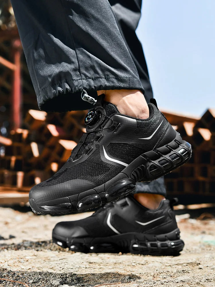 VIPOL Men's outdoor sports shoes, steel-toe shoes, construction site safety shoes, anti-crush and anti-puncture safety shoes