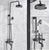 KEMAIDI Bathroom Black Shower Set Wall Mounted 8" Rainfall Shower Faucet 3-functions 2 Cross Handles Solid Brass Shower Fixtures