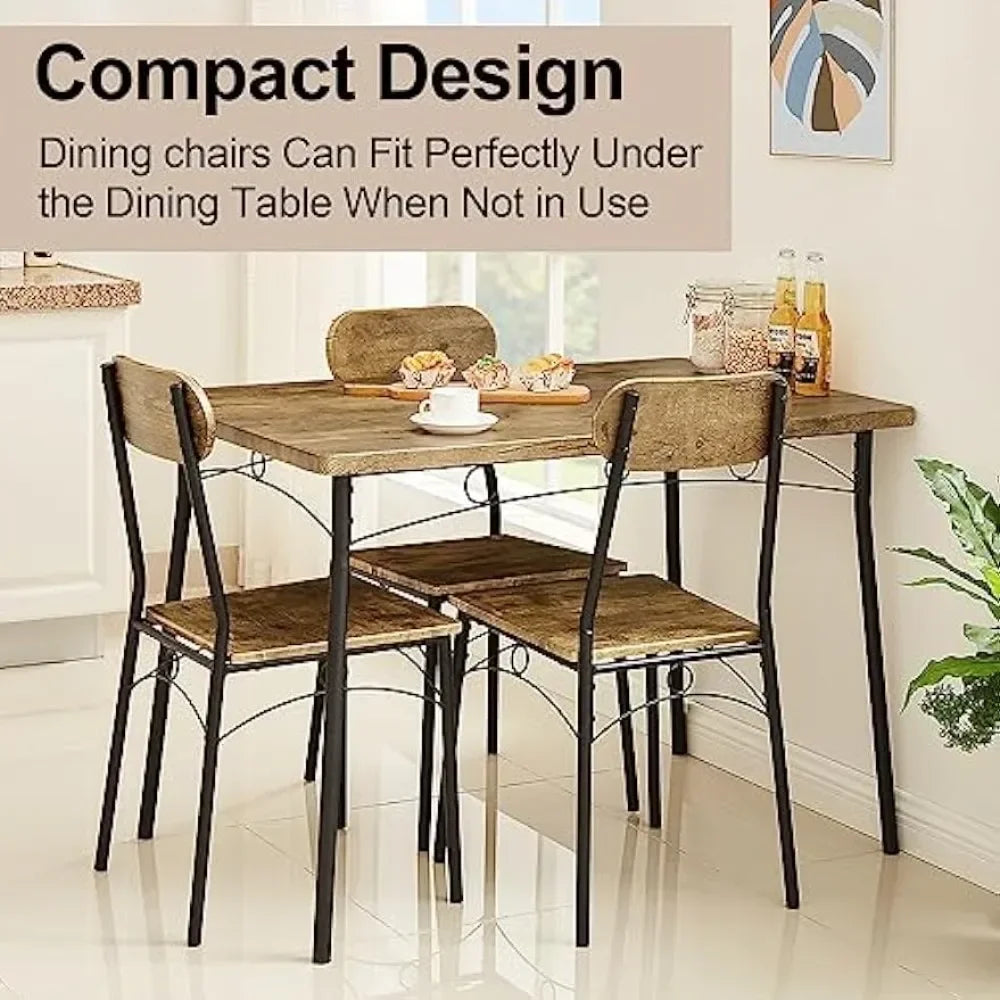 Simple Dining Table Set 5 Piece Dinette With Chairs For Kitchen, Breakfast Nook And Small Space, Brown, Table & Chair For 4